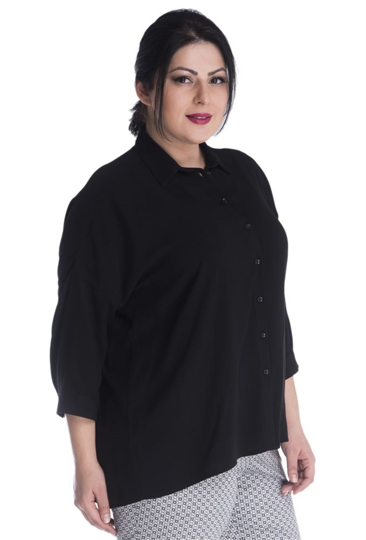 Strüktürlü 3/4 Kollu GömlekMYLINE13352-m