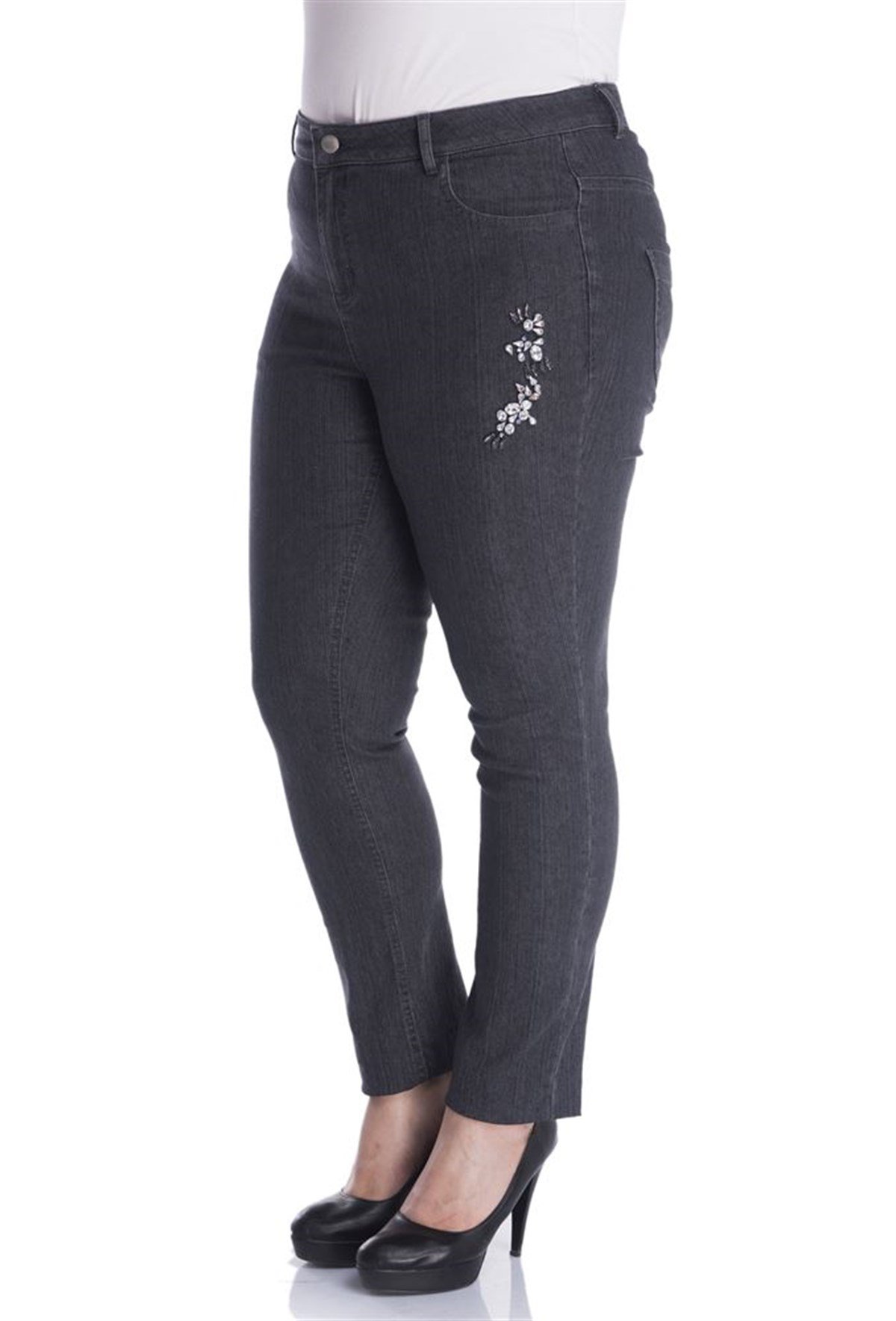 Süs Taşlı 5 Cep Denim PantolonMYLINE13403-m