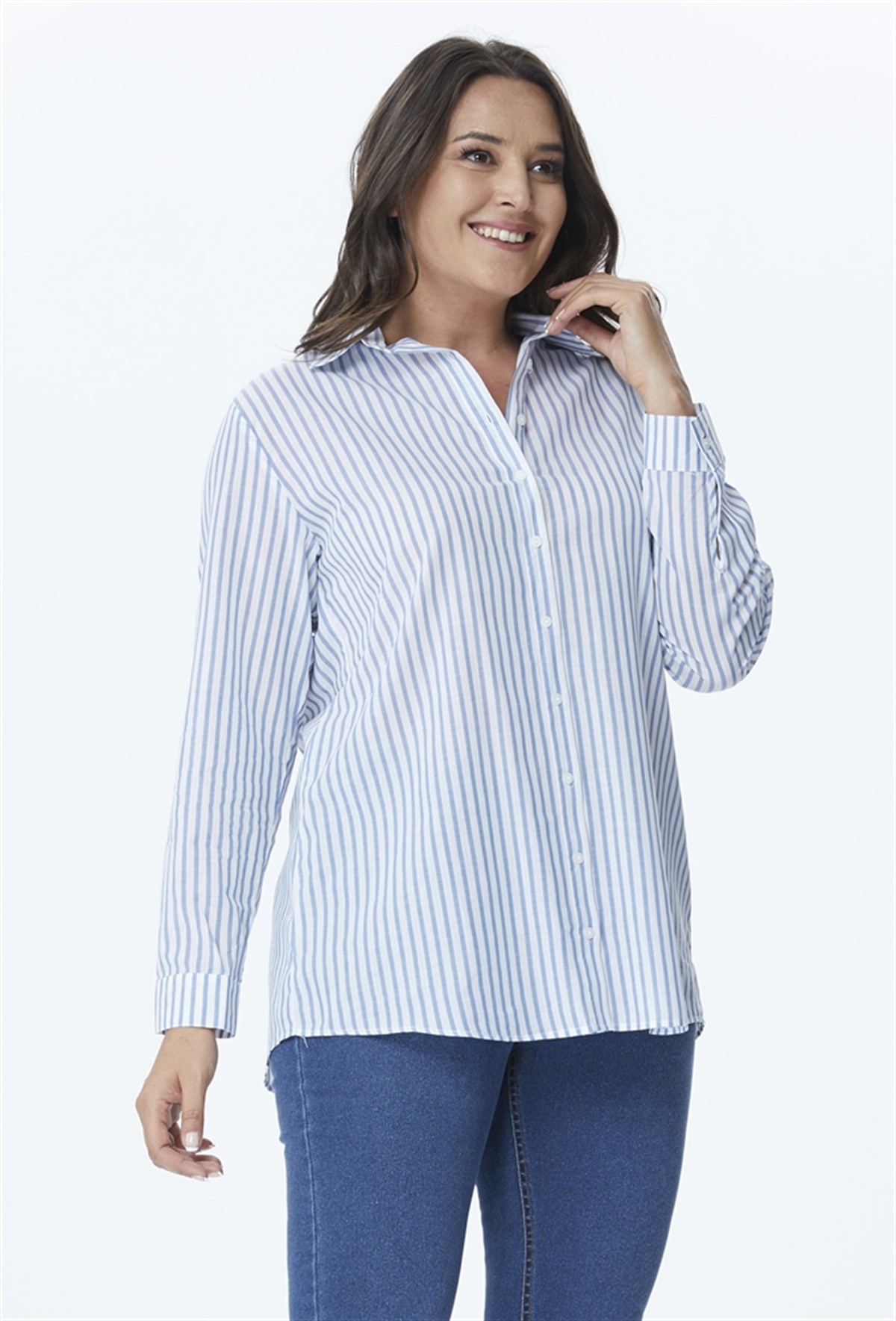 Uzun Kol Dökümlü GömlekMYLINE23924