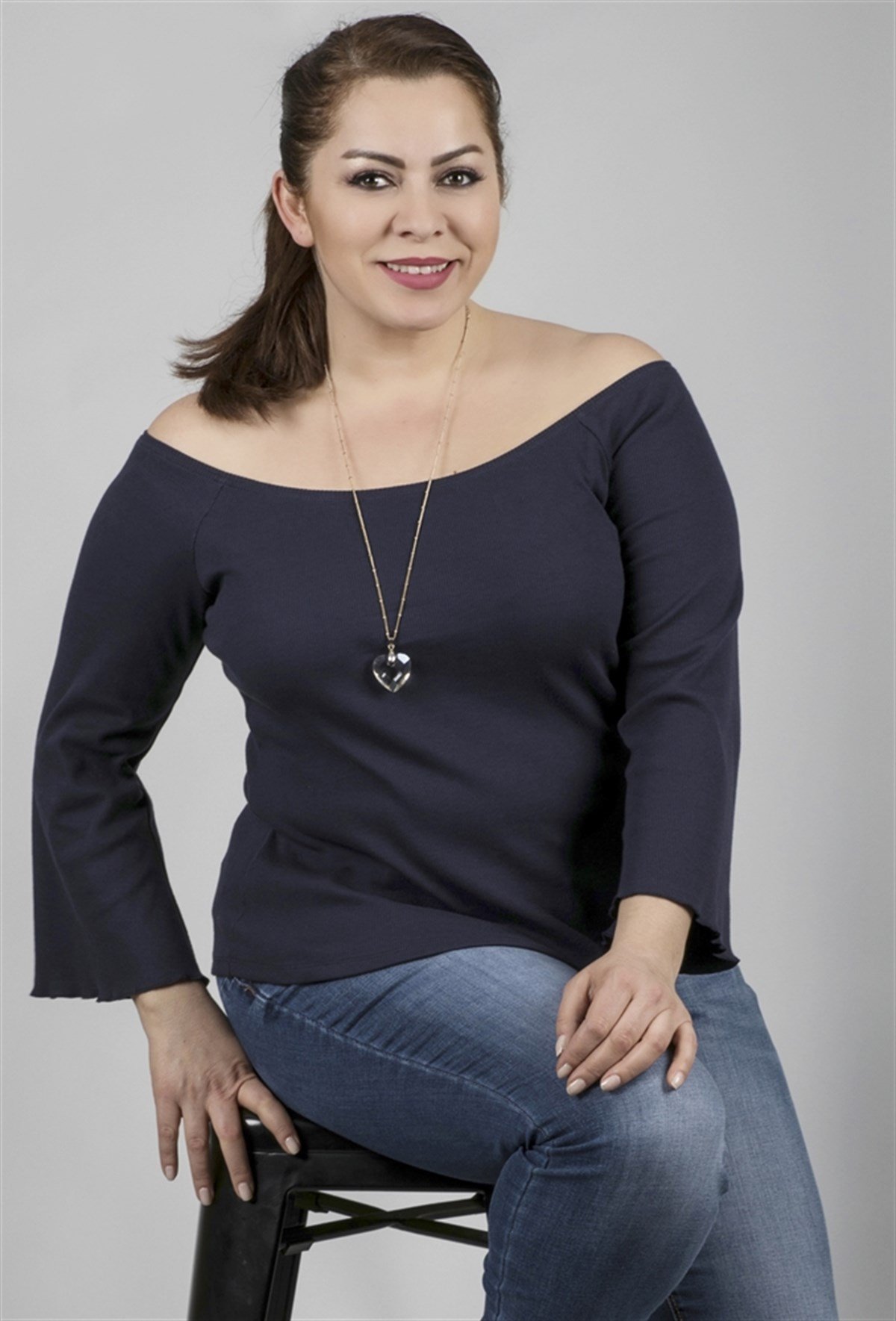 Uzun Kollu Açık Yaka BluzMYLINE23657-m