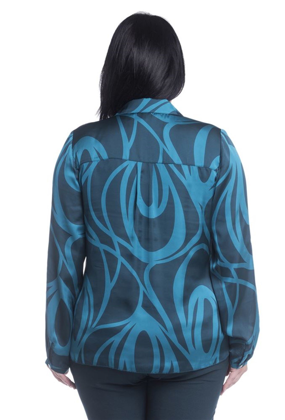 Uzun Kollu Apoletli Önü Bağcıklı BluzMYLINE13344-m