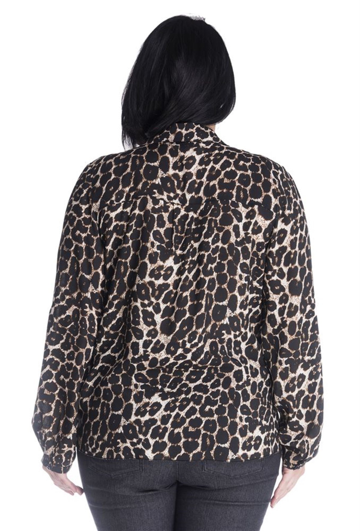 Uzun Kollu Apoletli Önü Bağcıklı BluzMYLINE13396-m