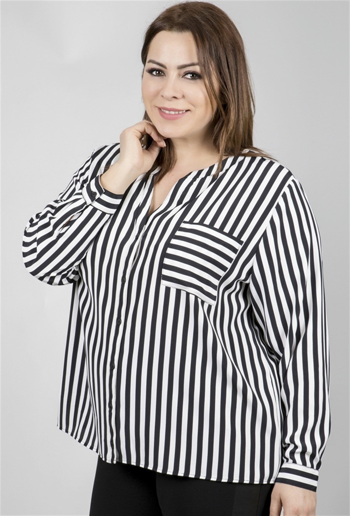 Uzun Kollu Çizgili BluzMYLINE23521