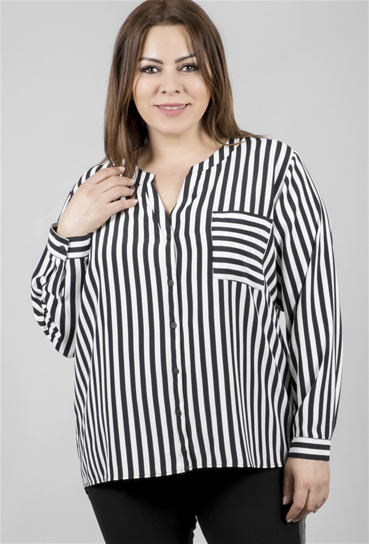 Uzun Kollu Çizgili BluzMYLINE23521