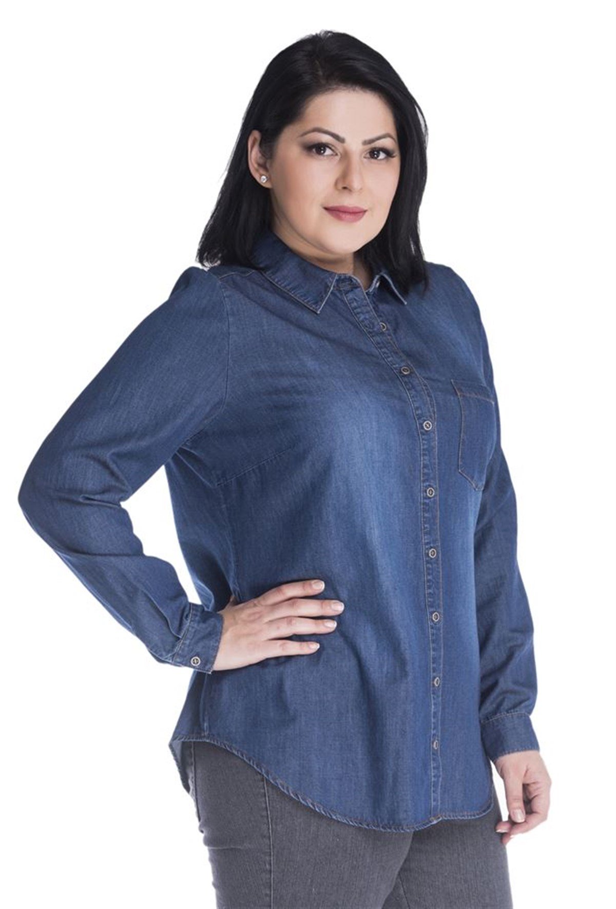 Uzun Kollu Denim GömlekMYLINE13372-m