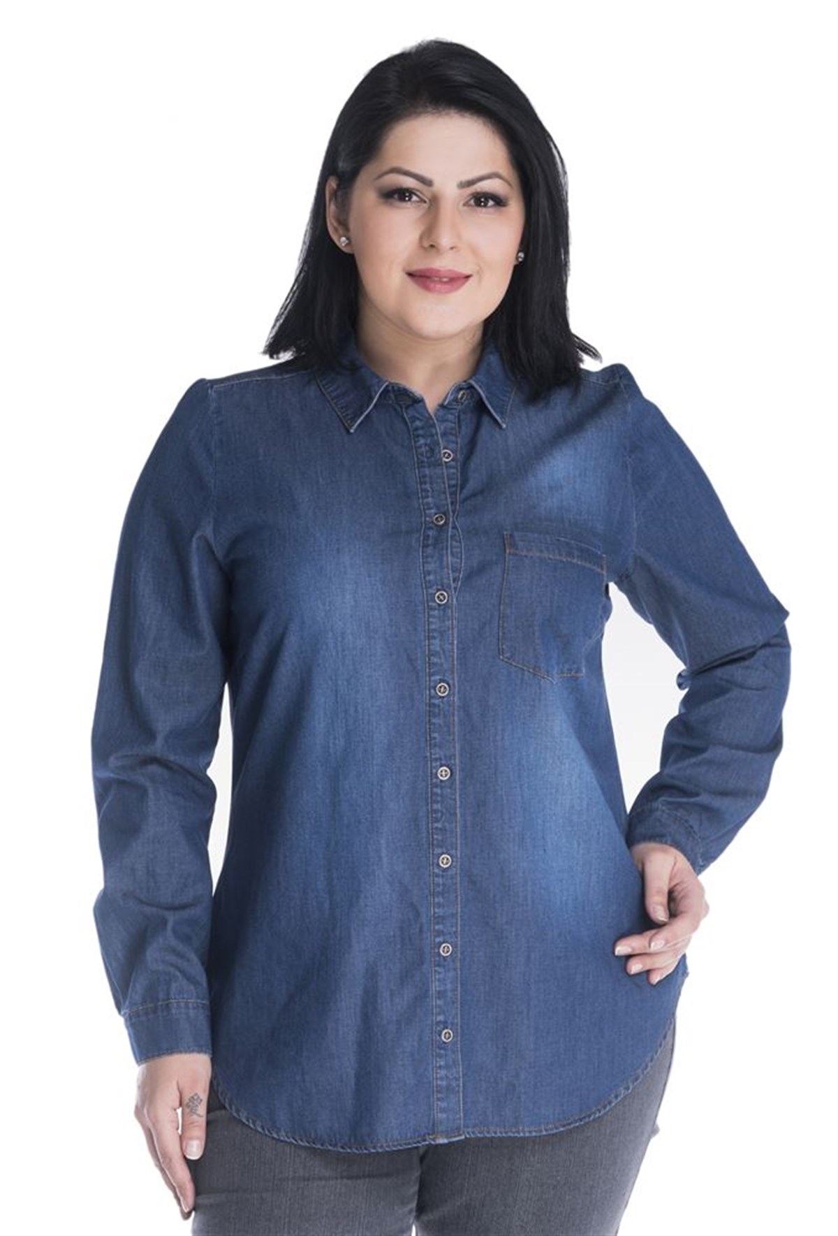 Uzun Kollu Denim GömlekMYLINE13372-m