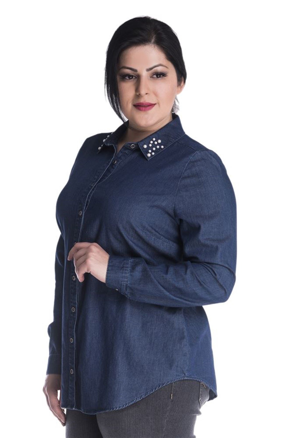 Uzun Kollu Denim GömlekMYLINE13373-m