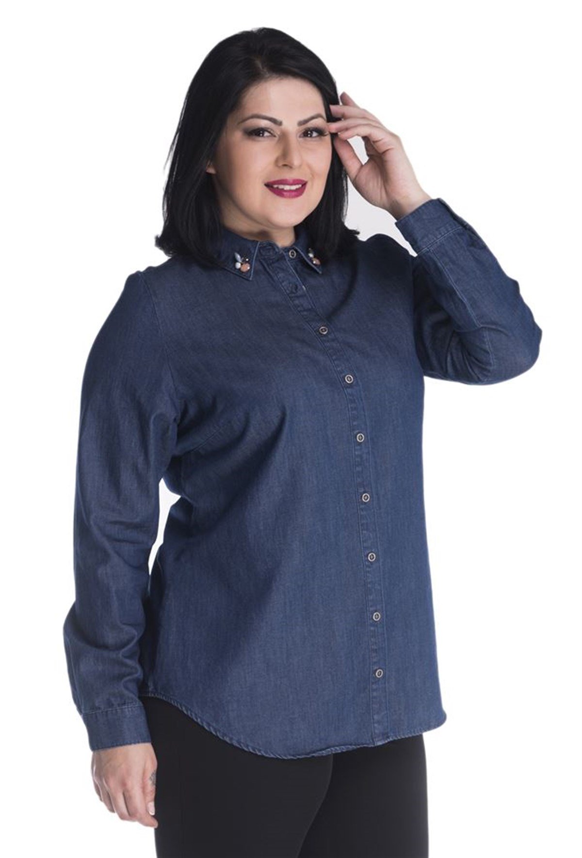 Uzun Kollu Denim GömlekMYLINE13374-m