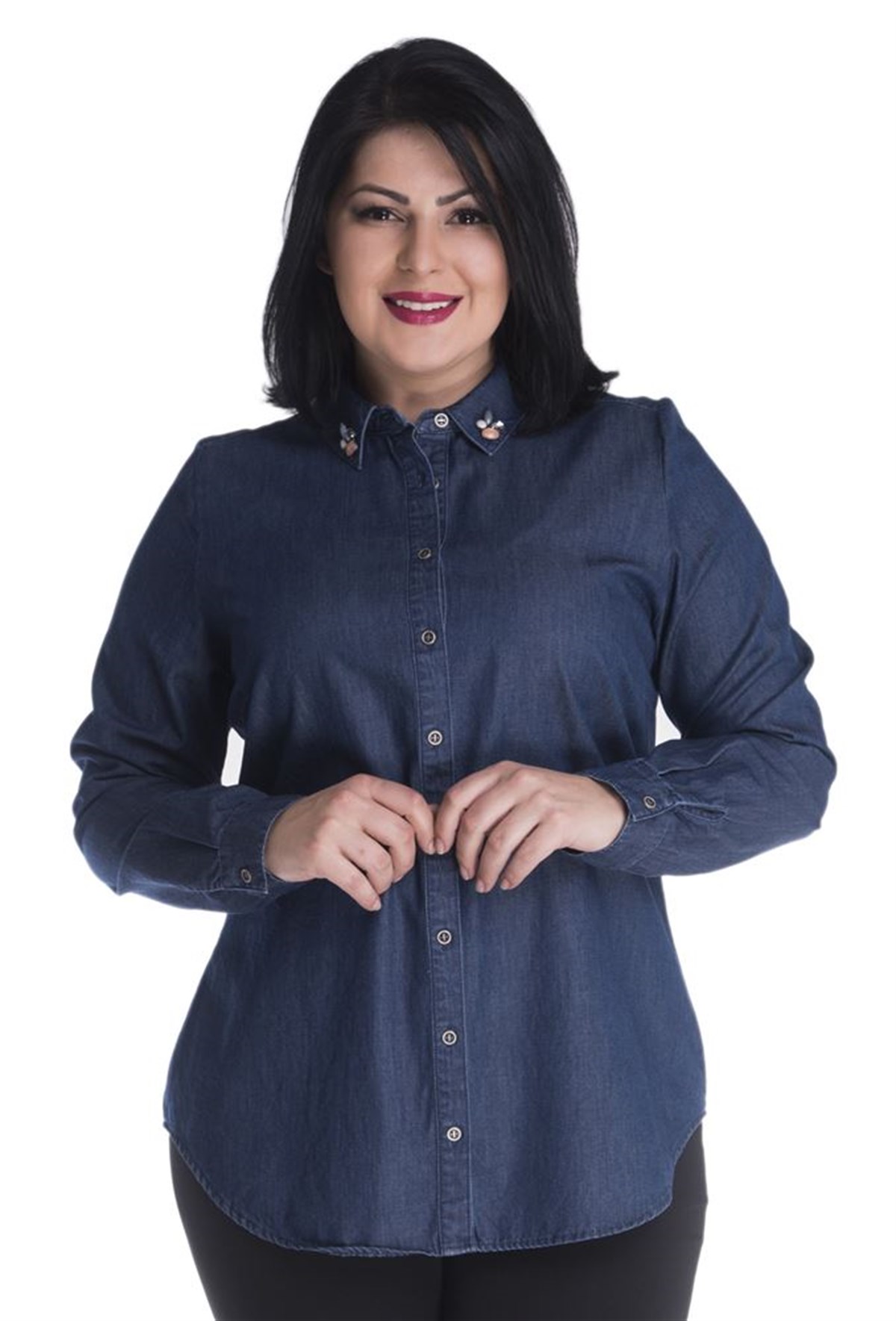 Uzun Kollu Denim GömlekMYLINE13374-m