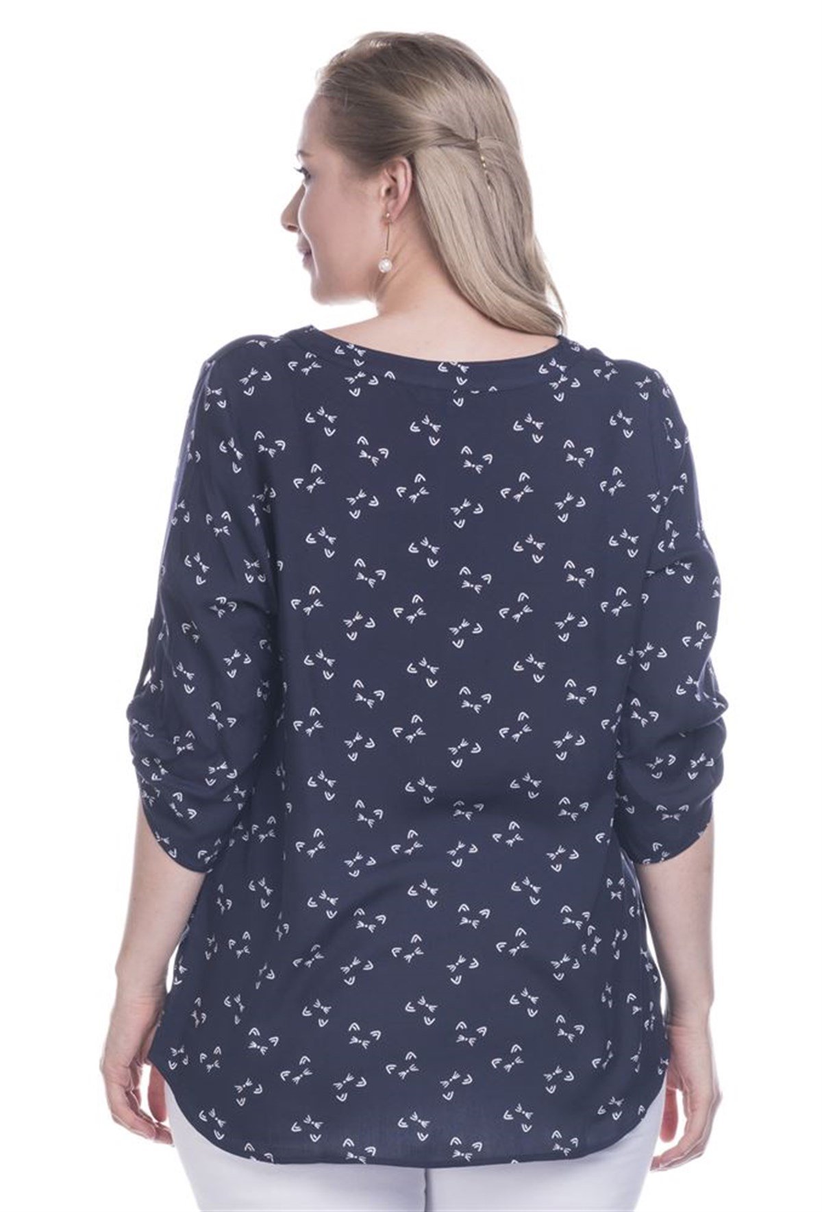 V Yakalı 3/4 Kollu BluzMYLINE12651-m