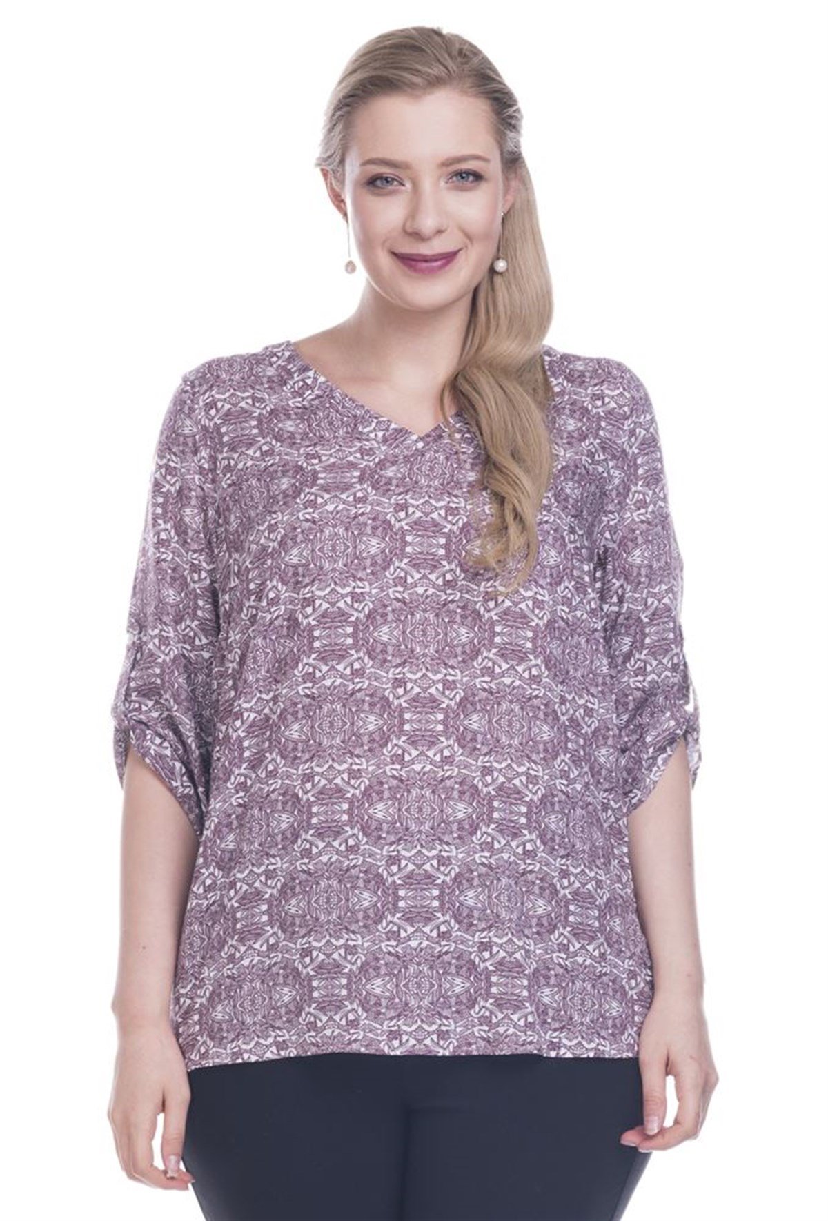 V Yakalı 3/4 Kollu BluzMYLINE12652-m