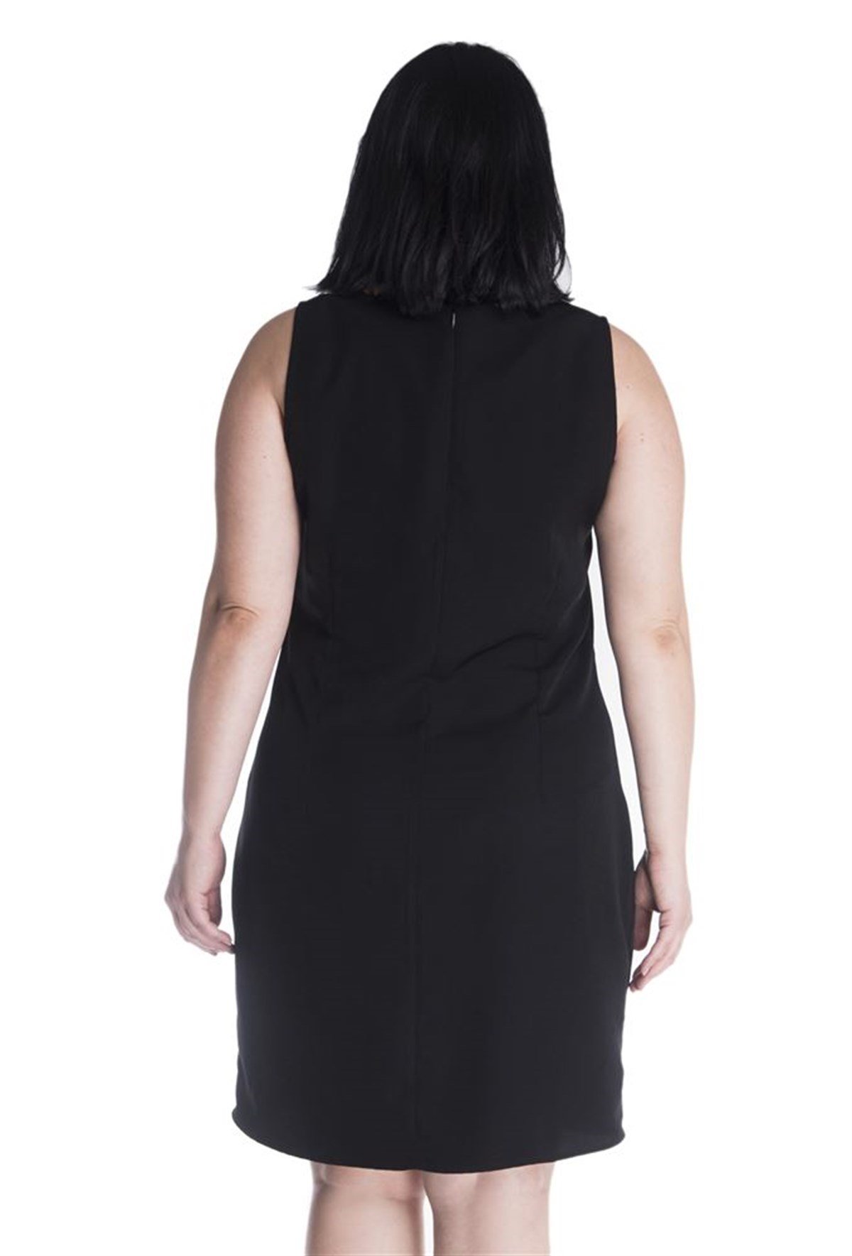 Volanlı Kolsuz V Yaka ElbiseMYLINE13347-m