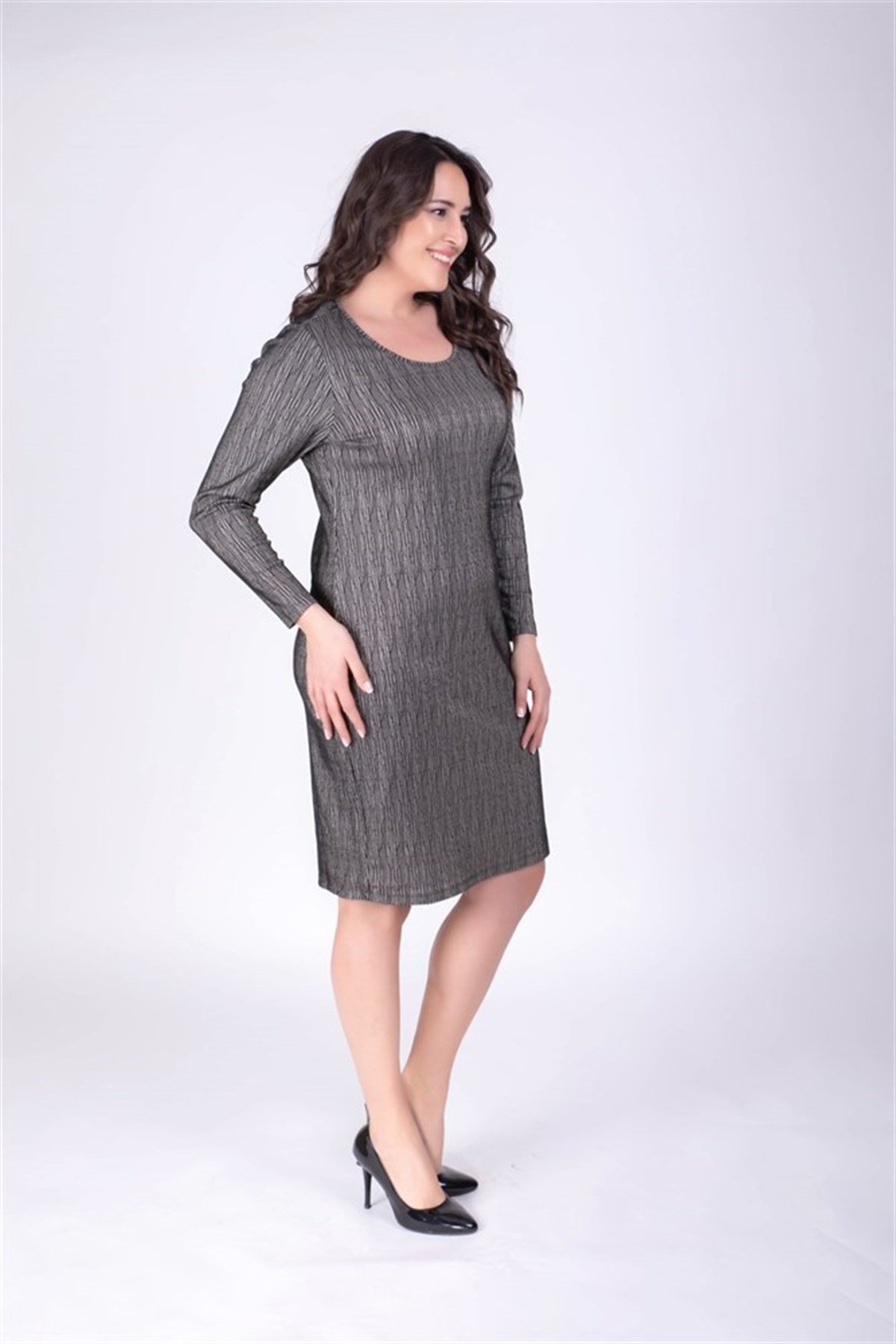 Vucuda Oturan Simli ElbiseMYLINE34154