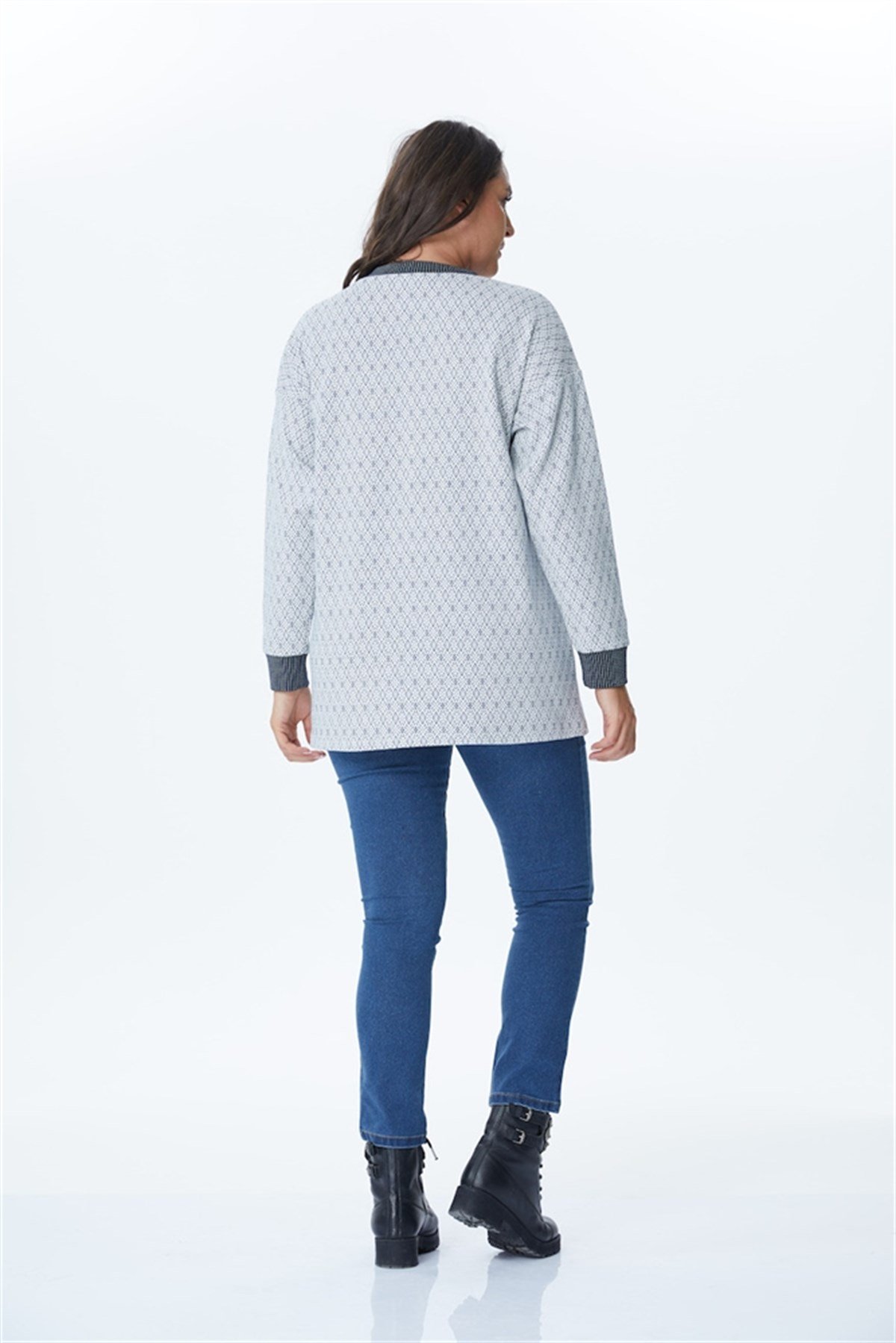 Yaka Ve Kol Bantları Kontrast SweatshirtMYLINE34260