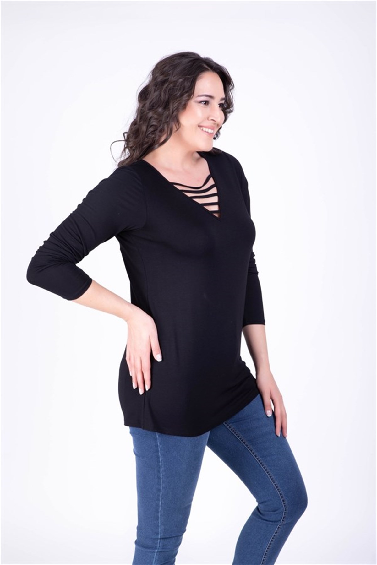 Yakası Biyeli BluzMYLINE24090