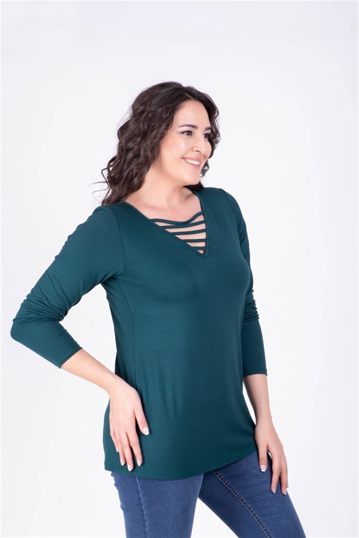 Yakası Biyeli BluzMYLINE34122