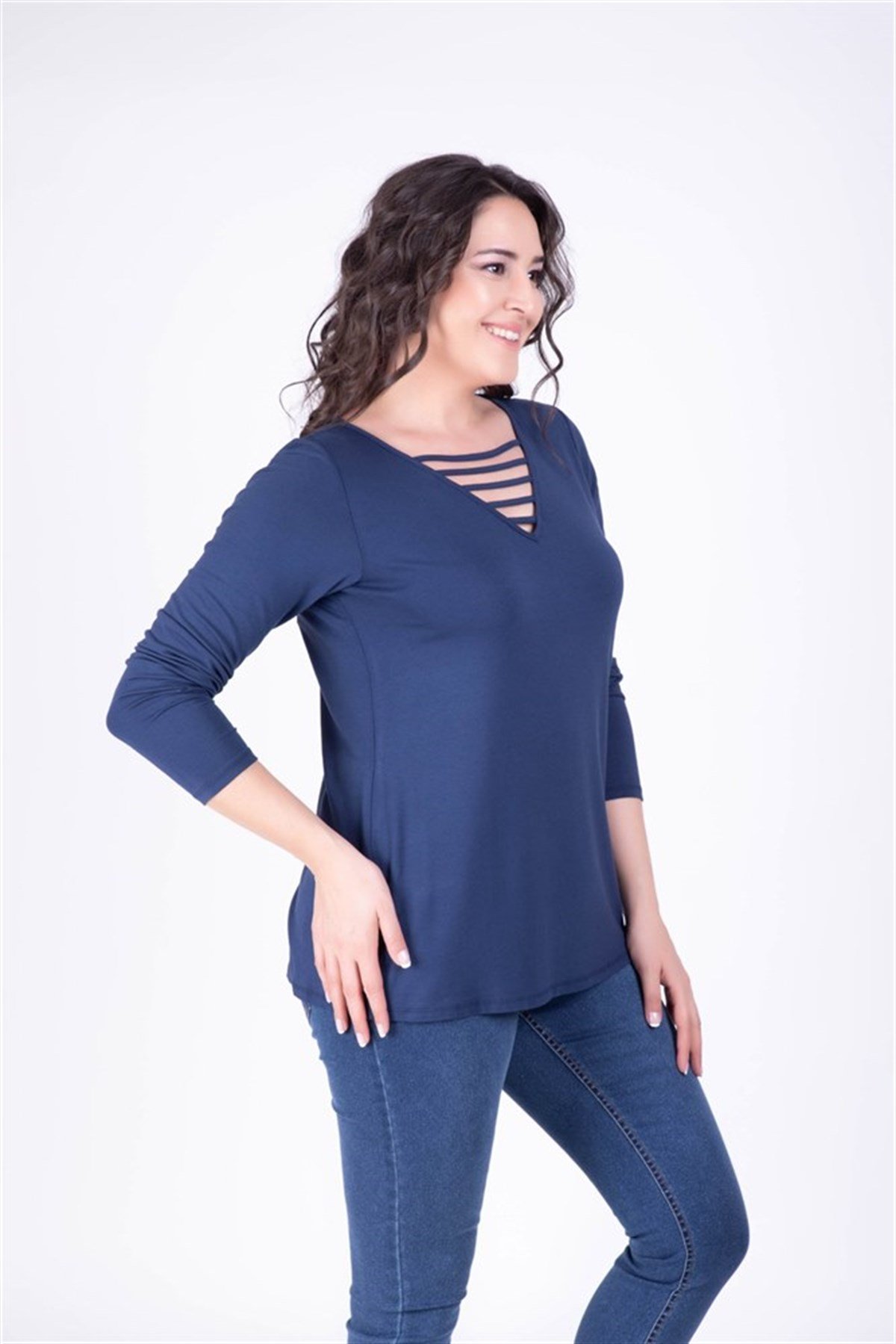 Yakası Biyeli BluzMYLINE34123