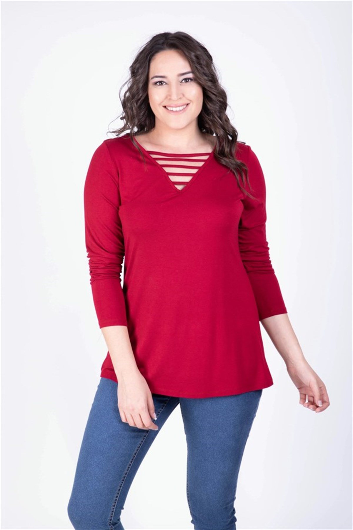 Yakası Biyeli BluzMYLINE34124