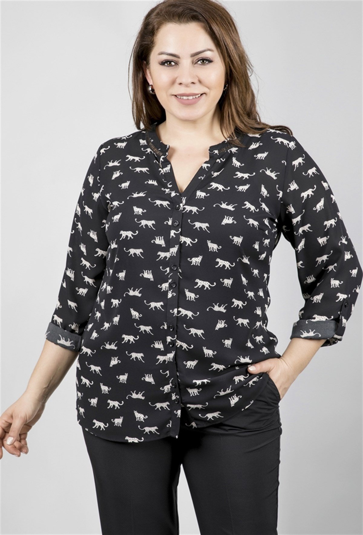 Yakası Dantelli Uzun Kollu BluzMYLINE23425-m