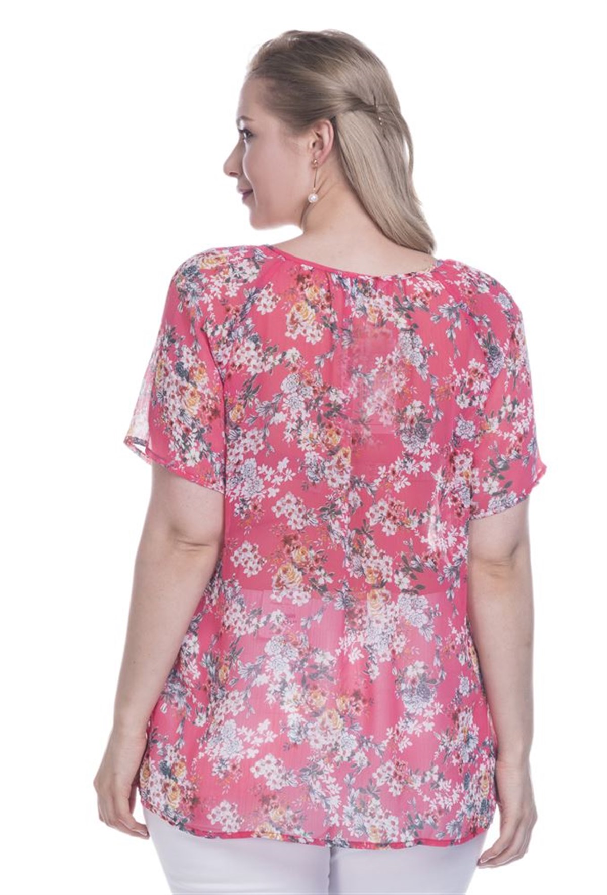 Yakası Süs Detaylı Şifon BluzMYLINE12650-m