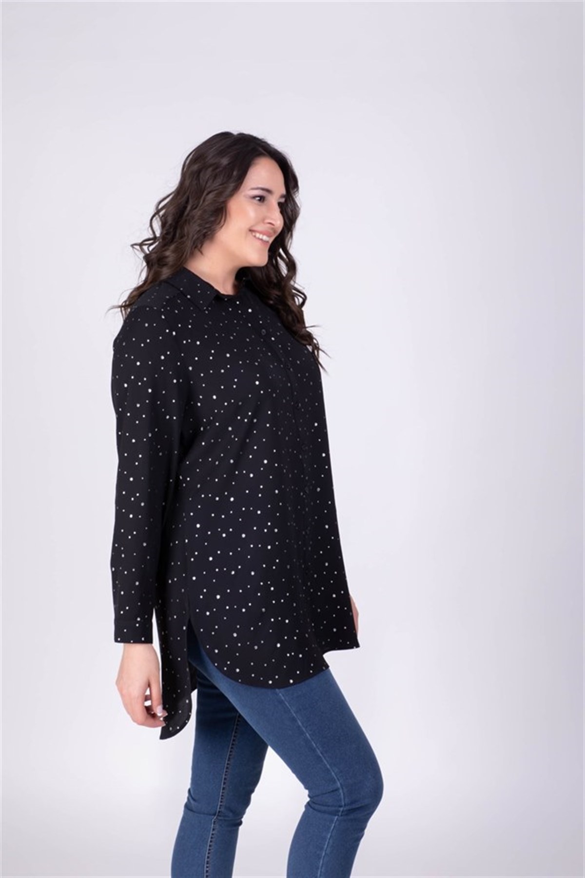 Yaldız Baskılı Uzun GömlekMYLINE34339