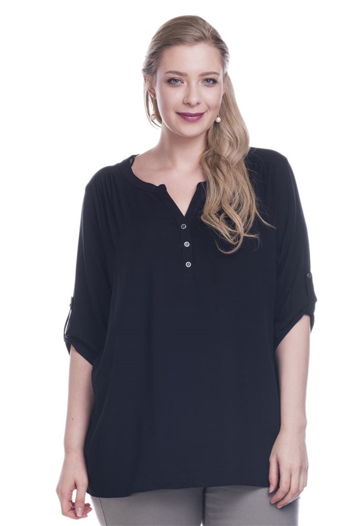 Yarım Pat Apoletli BluzMYLINE12638-m