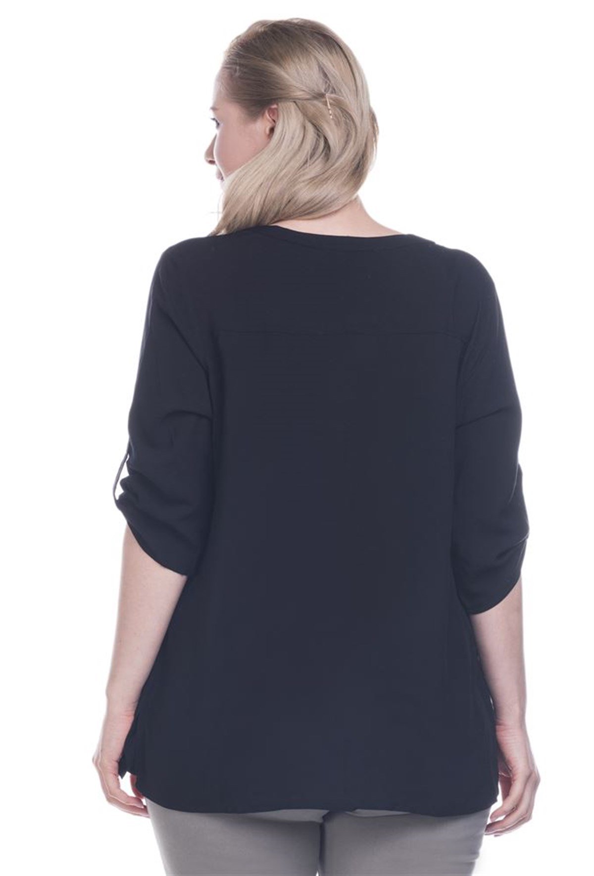 Yarım Pat Apoletli BluzMYLINE12638-m