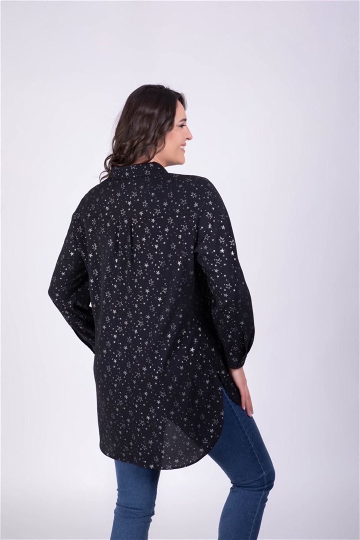 Yıldız Sim Baskılı Uzun GömlekMYLINE34340