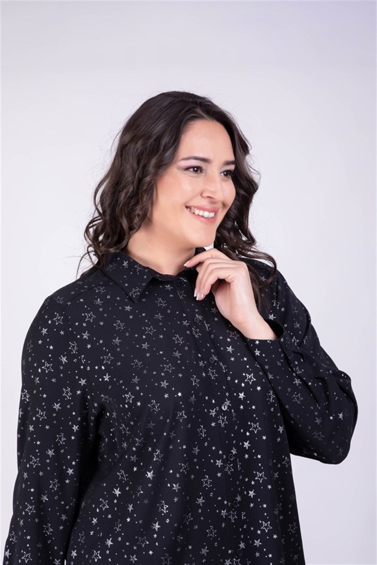 Yıldız Sim Baskılı Uzun GömlekMYLINE34340