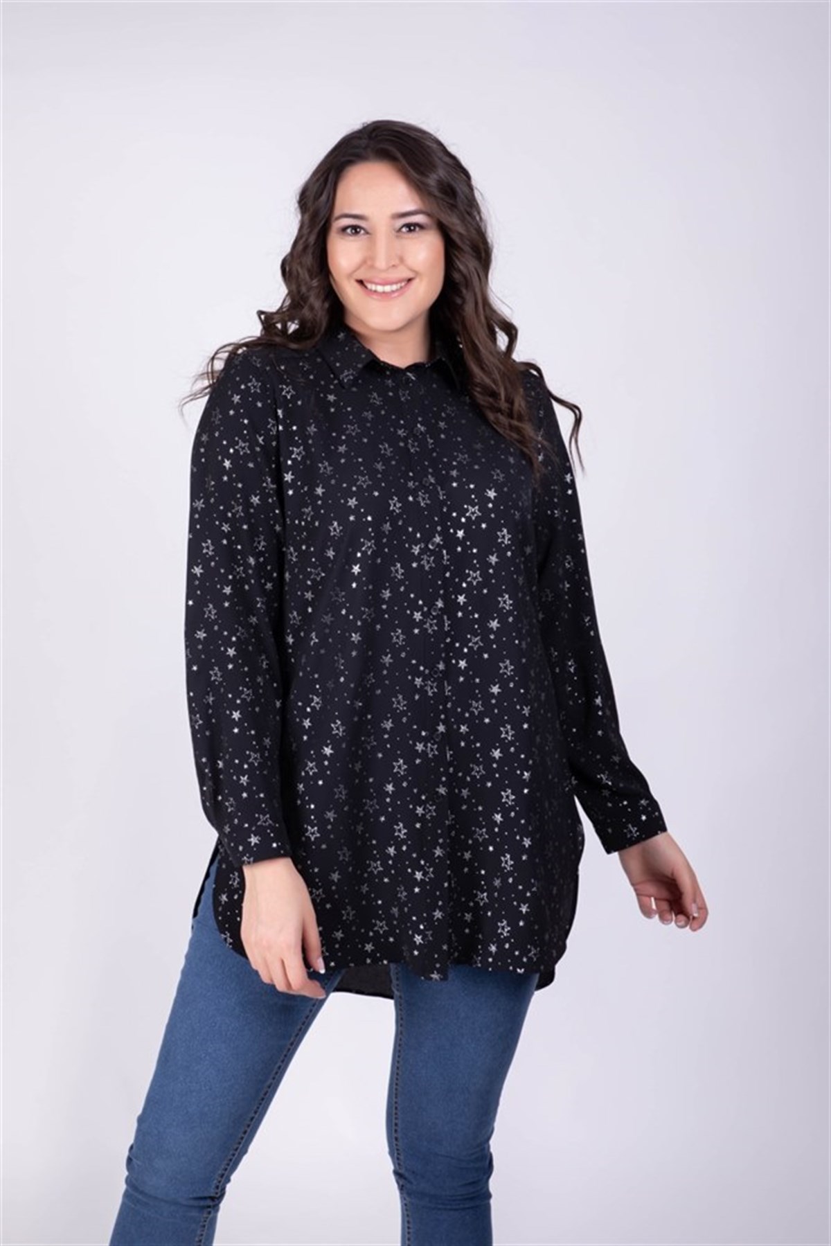 Yıldız Sim Baskılı Uzun GömlekMYLINE34340