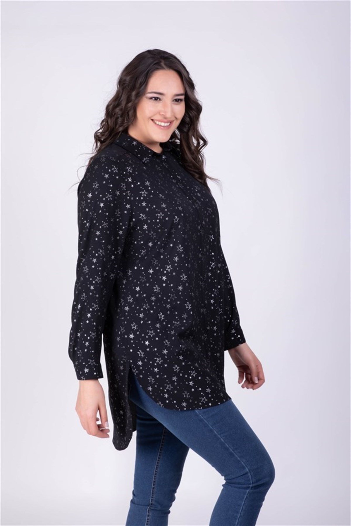 Yıldız Sim Baskılı Uzun GömlekMYLINE34340