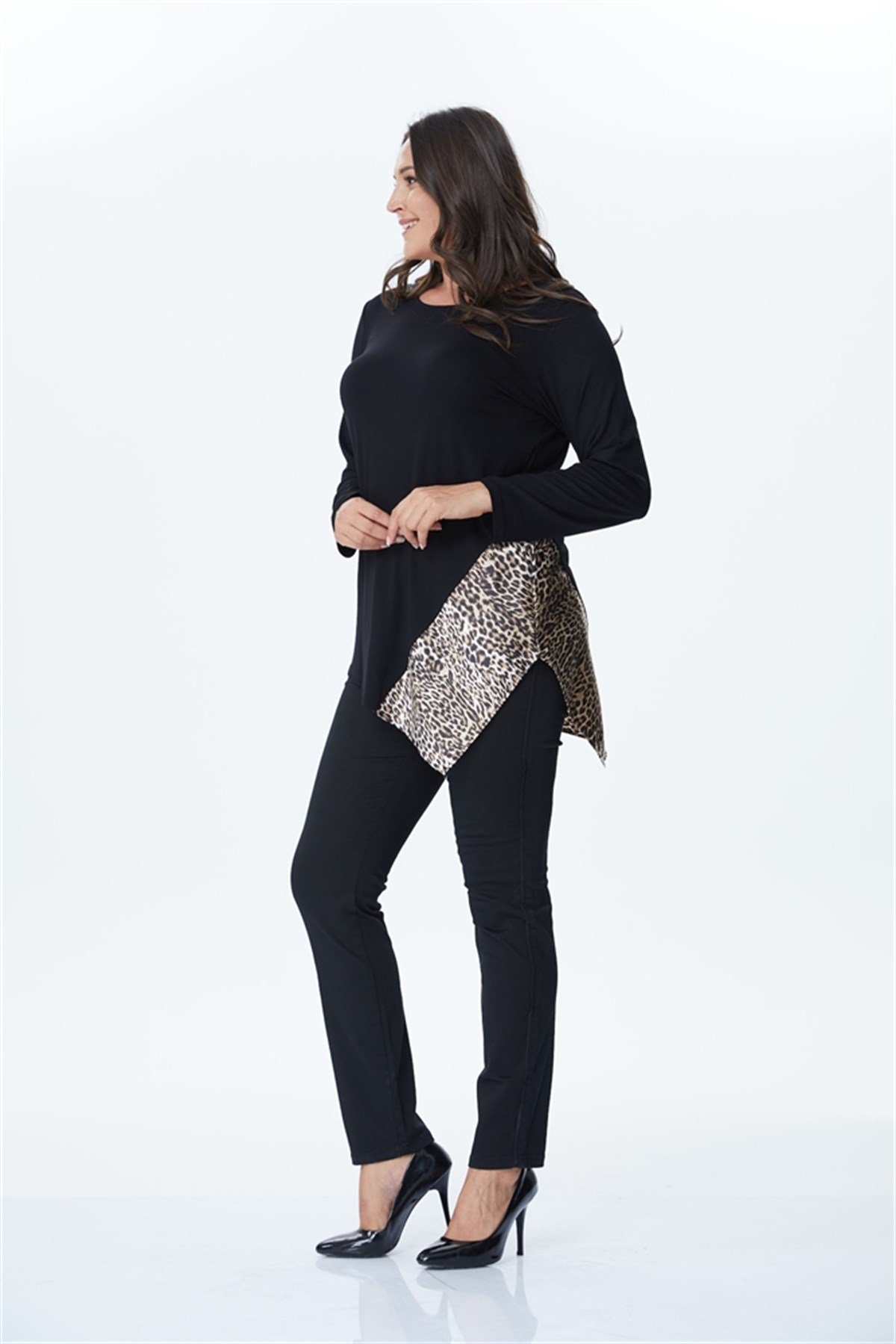 Yırtmaç Detaylı Örme TunikMYLINE34162