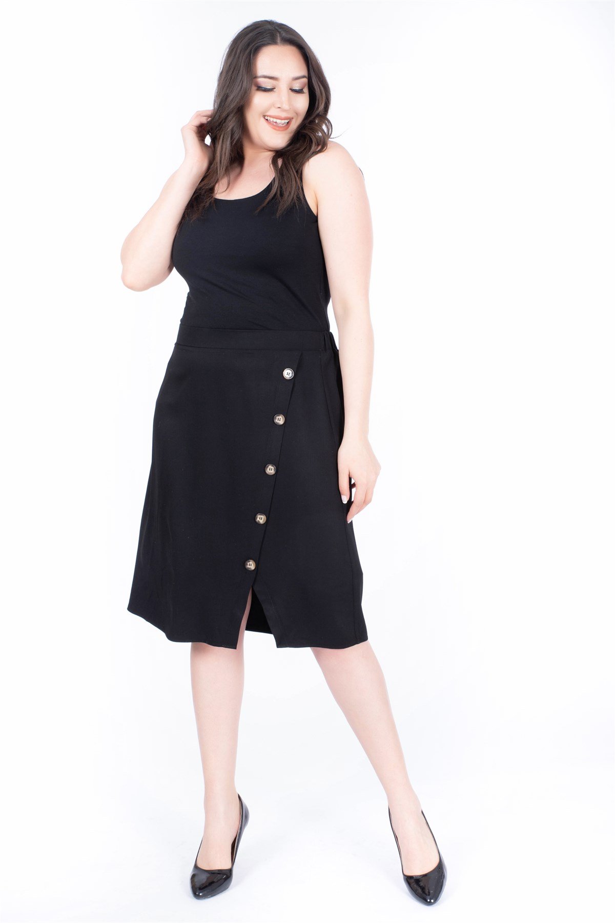 Yırtmaçlı ve Düğmeli EtekMYLINE34460