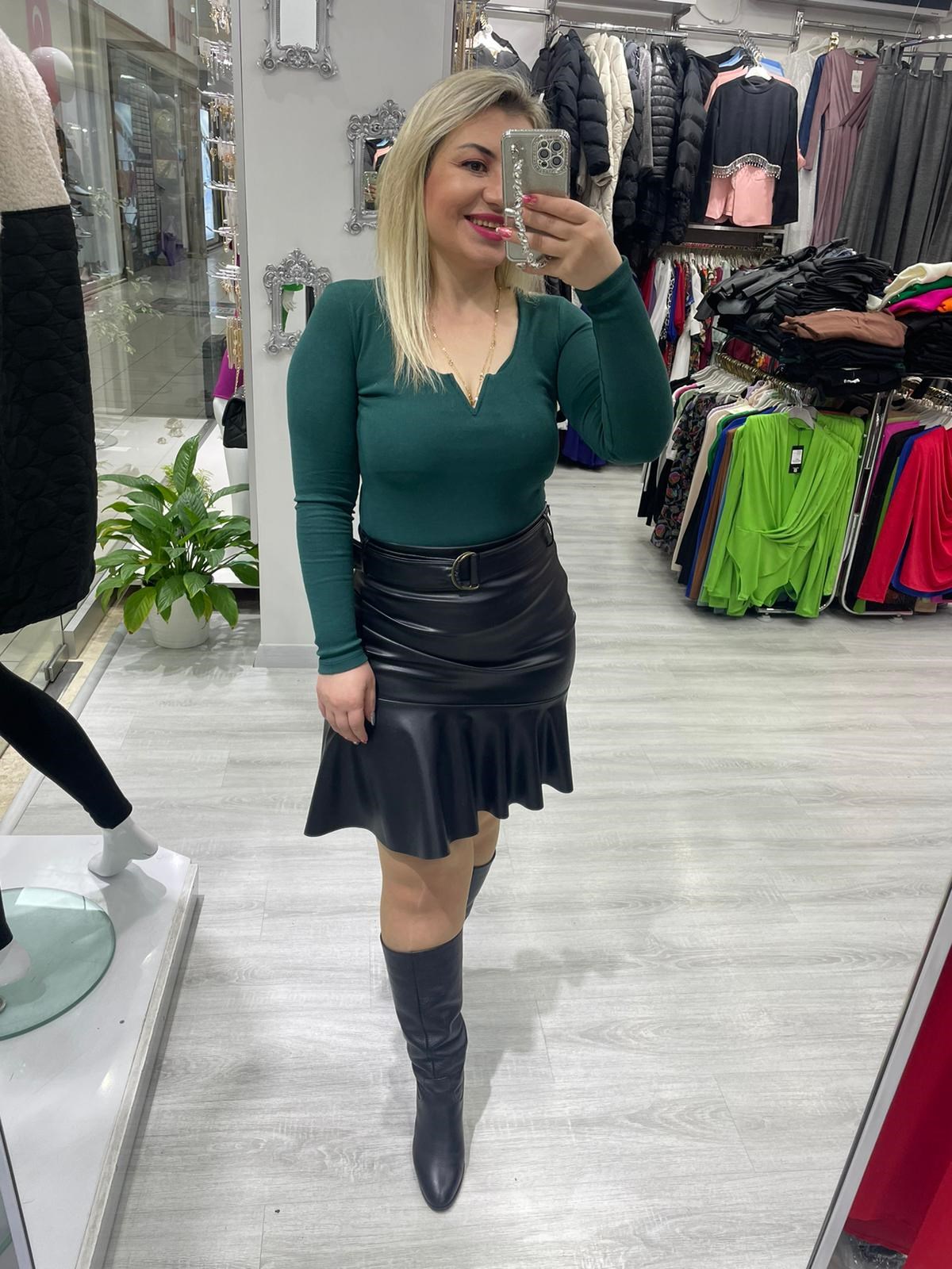 Damla Yaka Kaşkorse Zümrüt Yeşil   Bluz KRL · 3