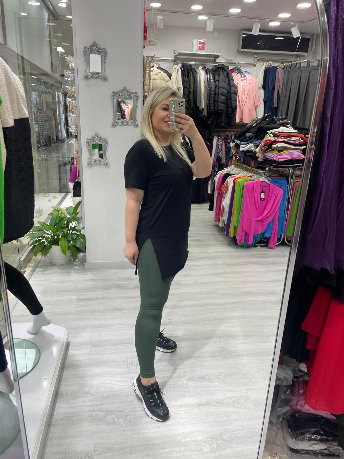 Haki Fitilli Tayt Yüksek Bel · 2