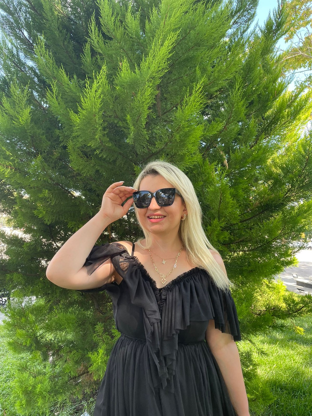 Kadın Leona Fırfırlı Siyah Tül Elbise · 3
