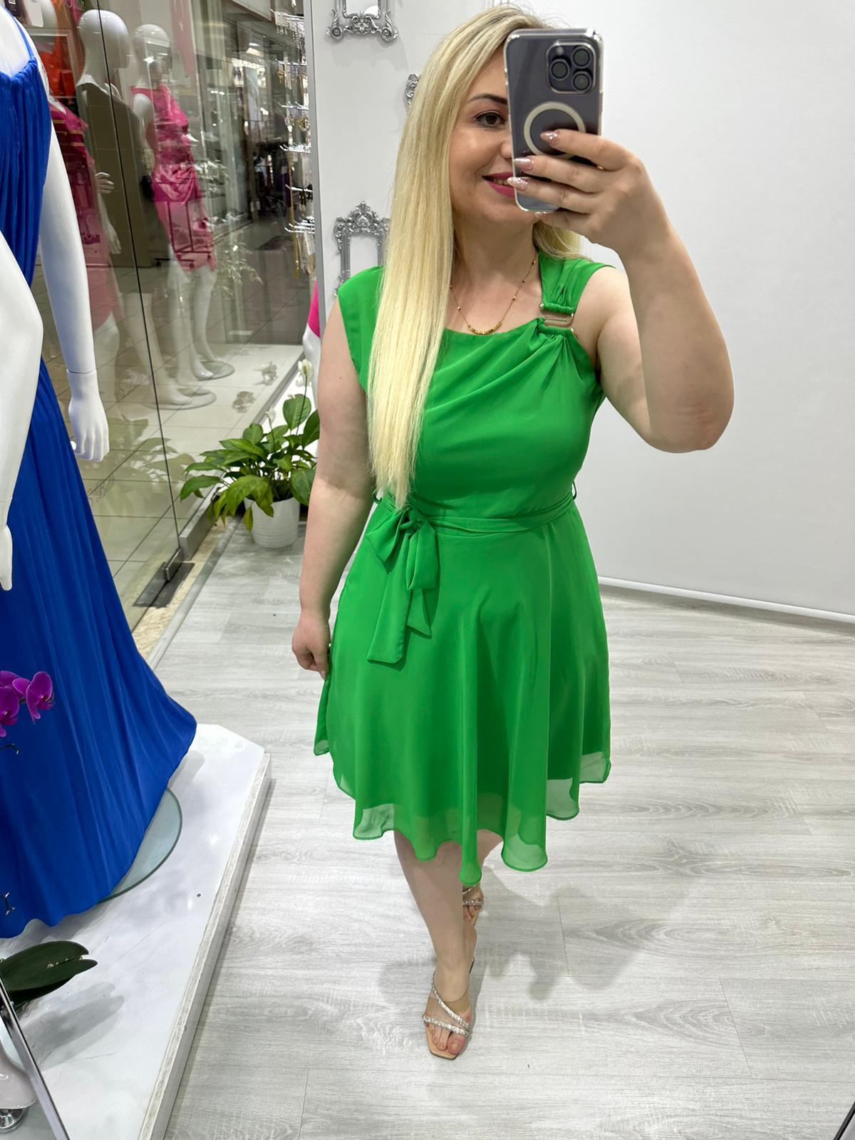 Lilibety S Tokalı Yeşil Şifon Elbise · 4