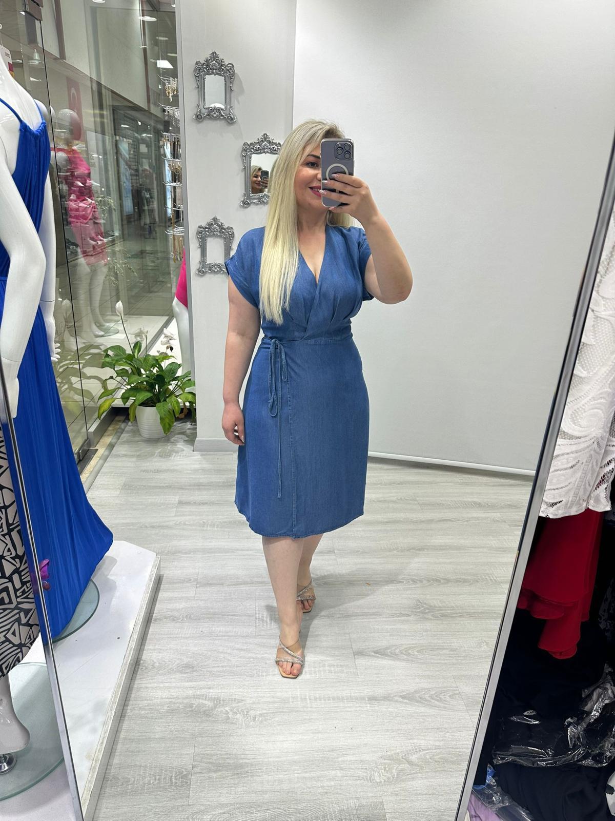 Mavi Bornoz Model Tensel Kot Elbise · 3