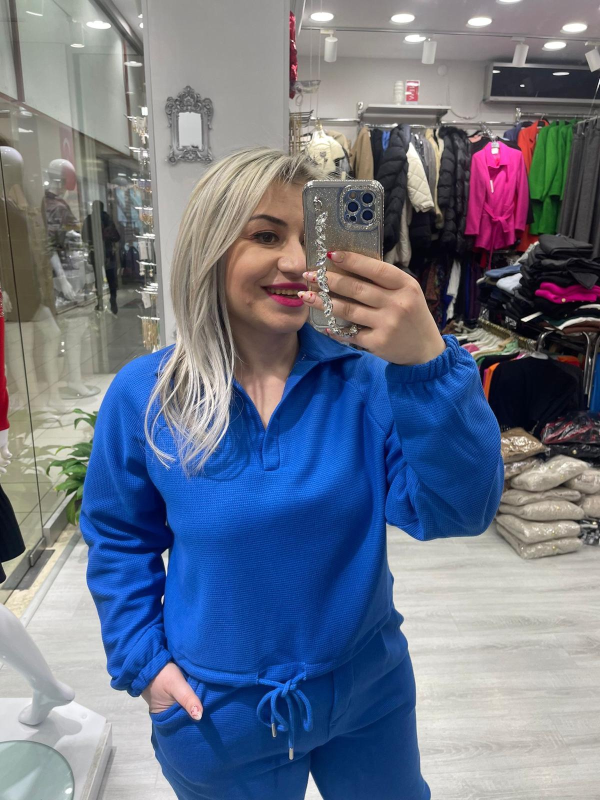 Mavi Wafle Kumaş Polo Yaka Sweat · 4
