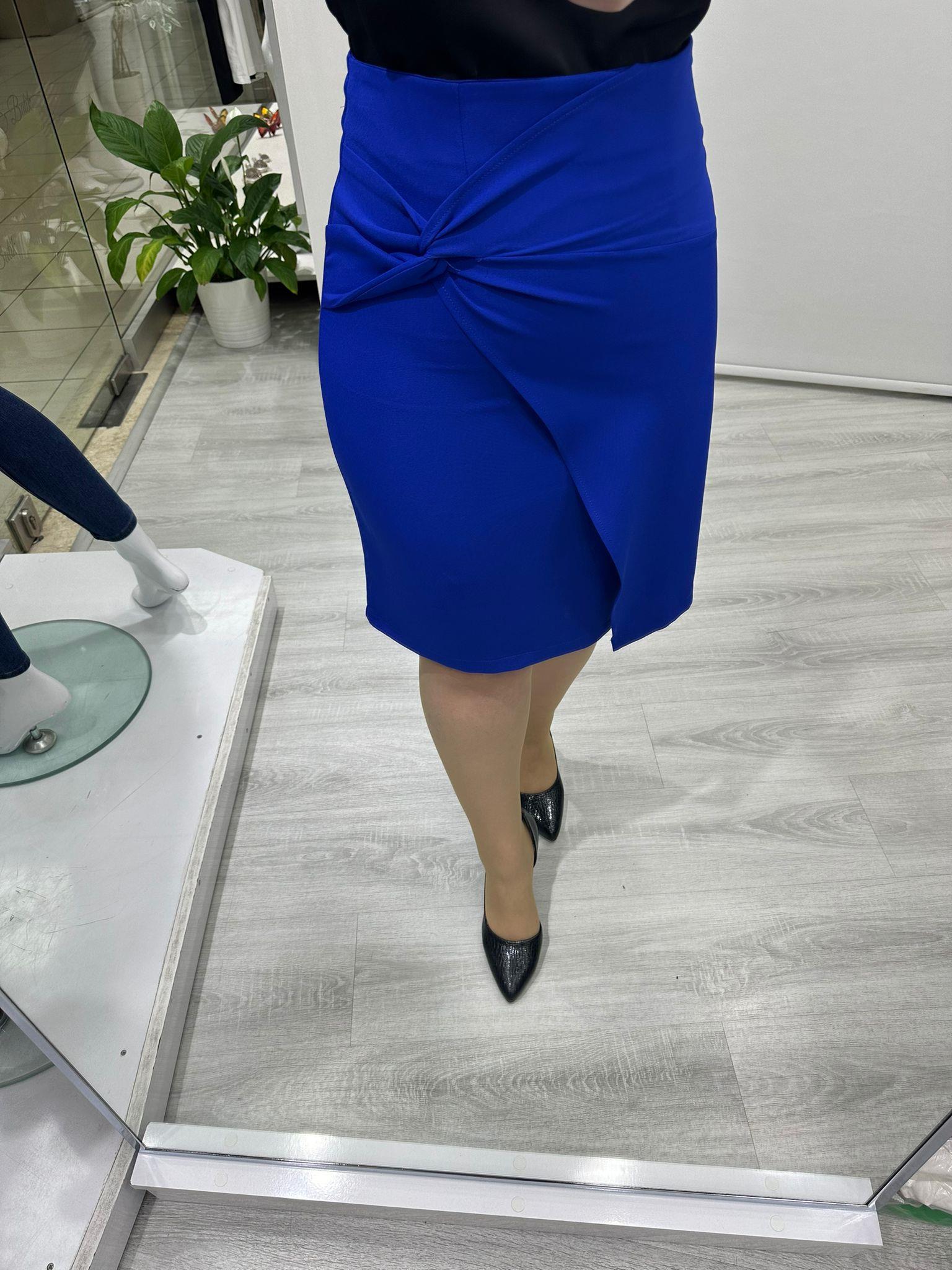 Saks Mavi Düğümlü Etek 7075