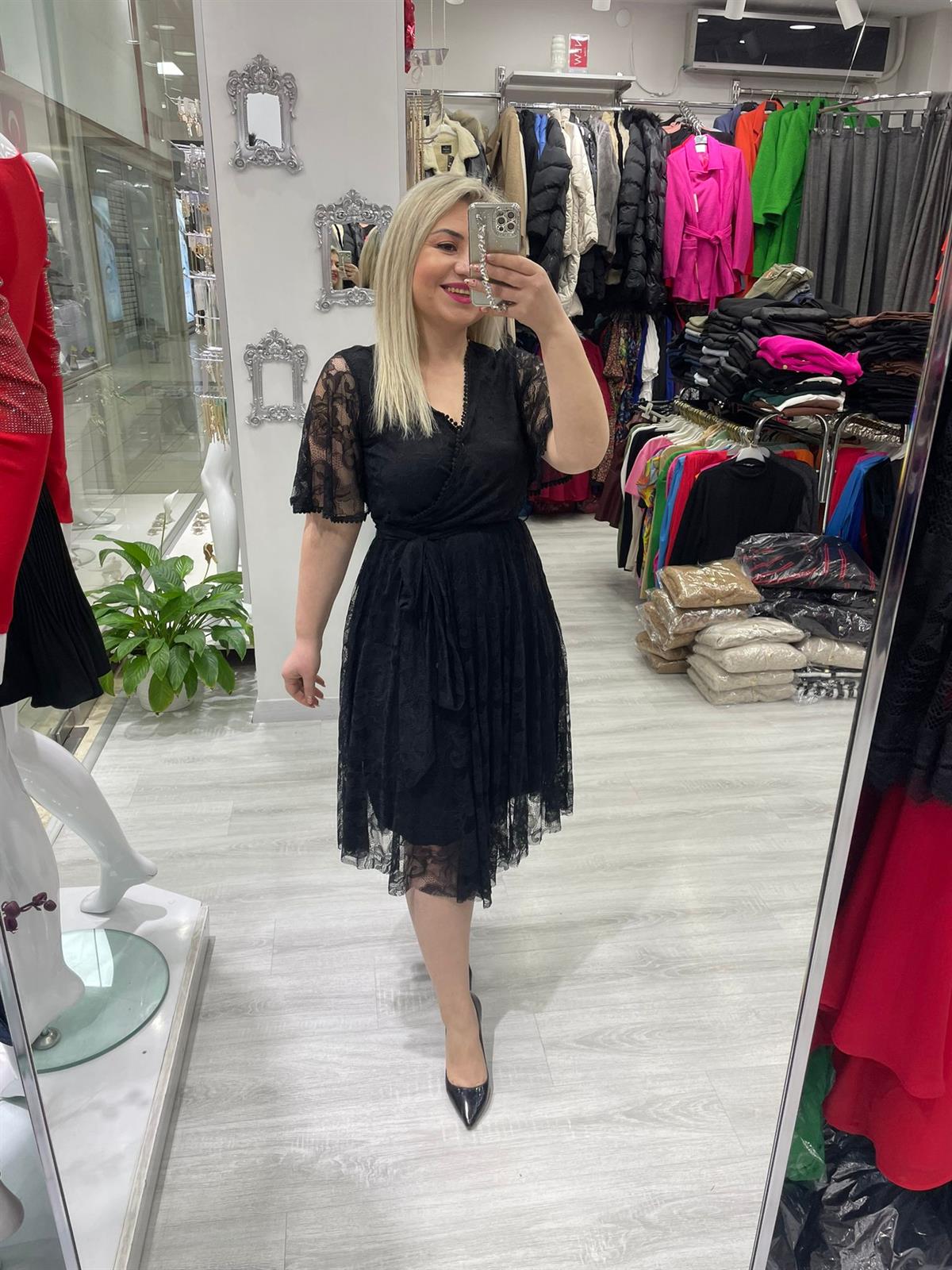 Siyah Dantel Beli Lastikli Kloş Etekli 5833 · 9