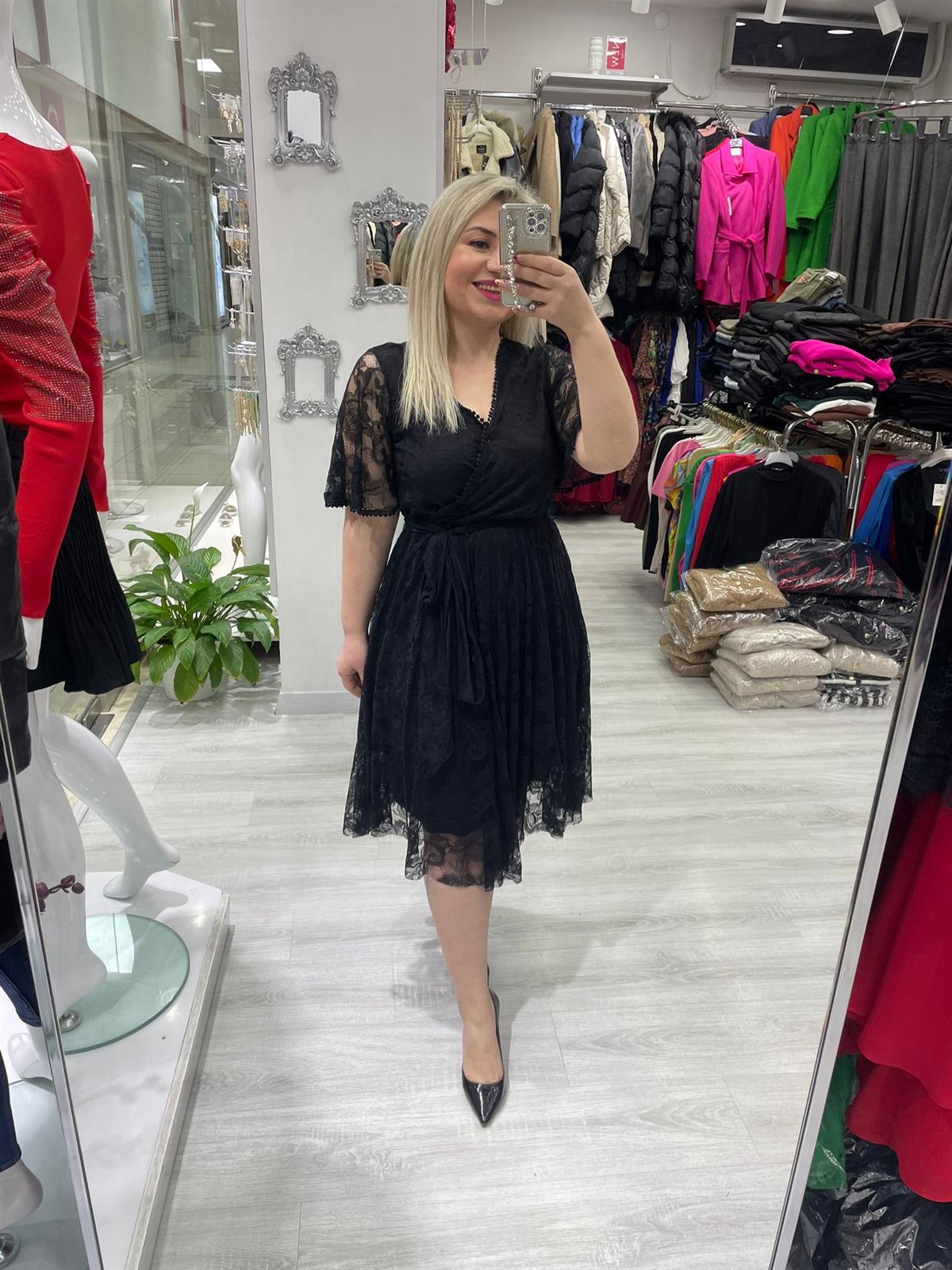 Siyah Dantel Beli Lastikli Kloş Etekli 5833 · 10