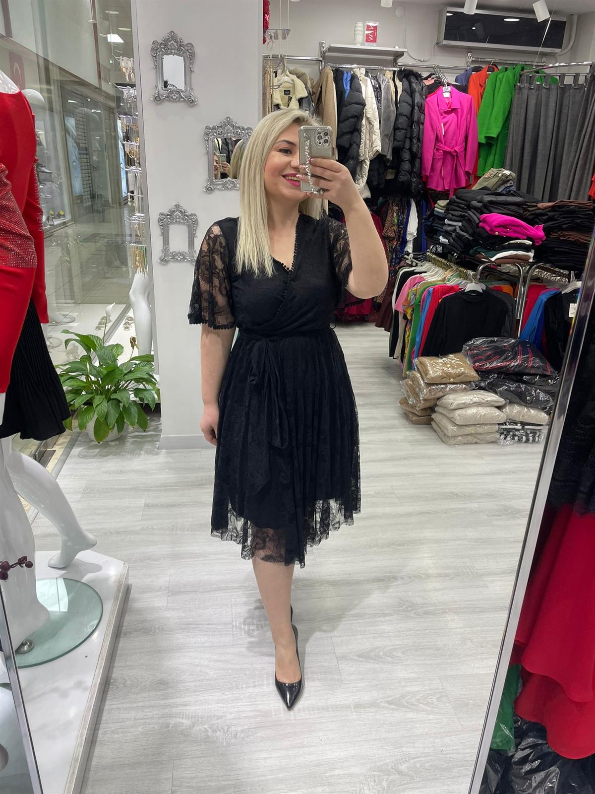 Siyah Dantel Beli Lastikli Kloş Etekli 5833 · 8