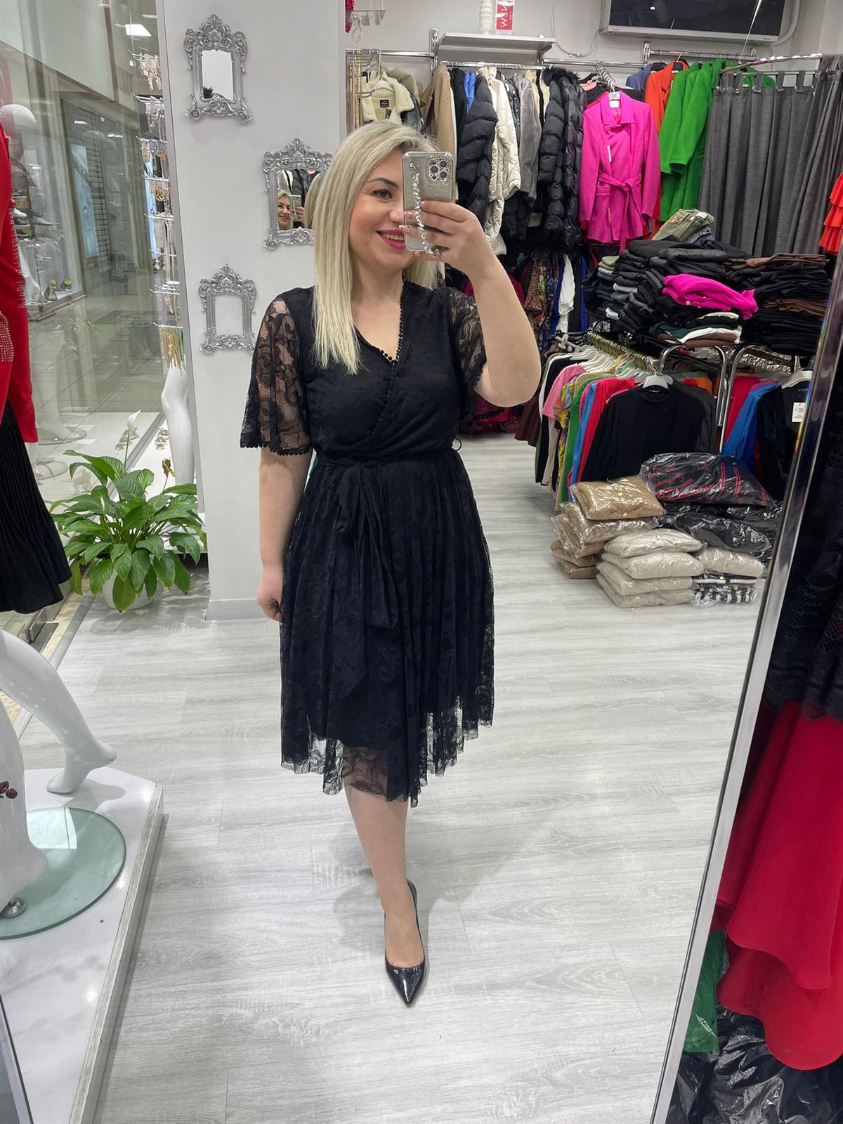 Siyah Dantel Beli Lastikli Kloş Etekli 5833 · 11