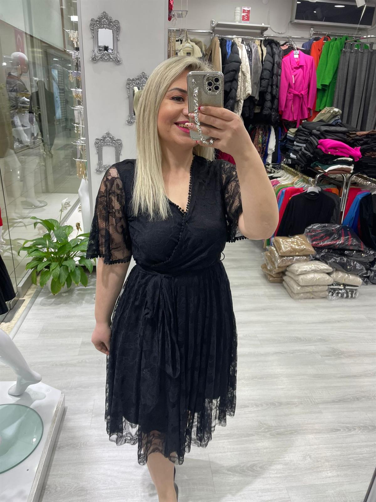 Siyah Dantel Beli Lastikli Kloş Etekli 5833 · 7