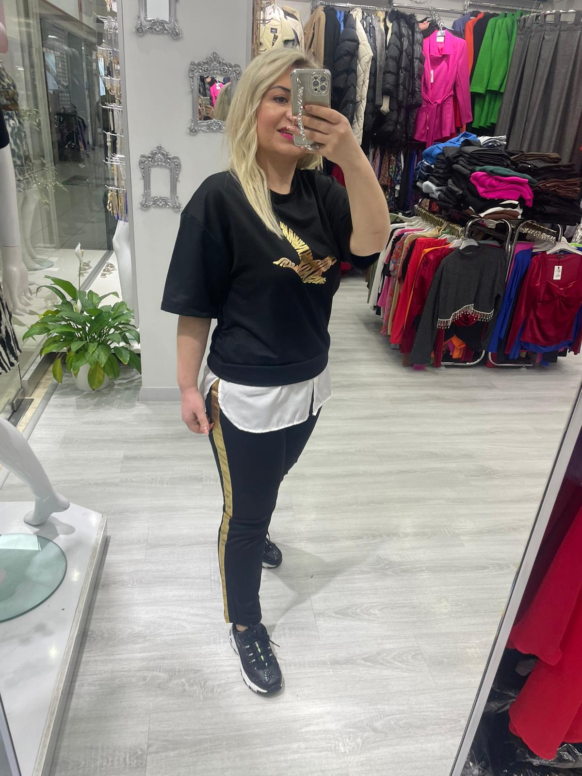 Siyah Gold Kuş Baskılı Alt Üst Takım · 5