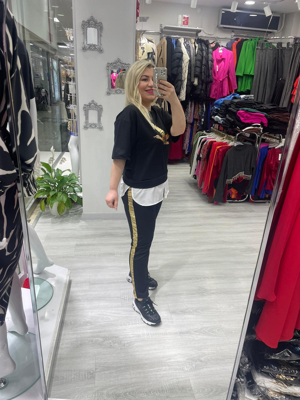 Siyah Gold Kuş Baskılı Alt Üst Takım · 9
