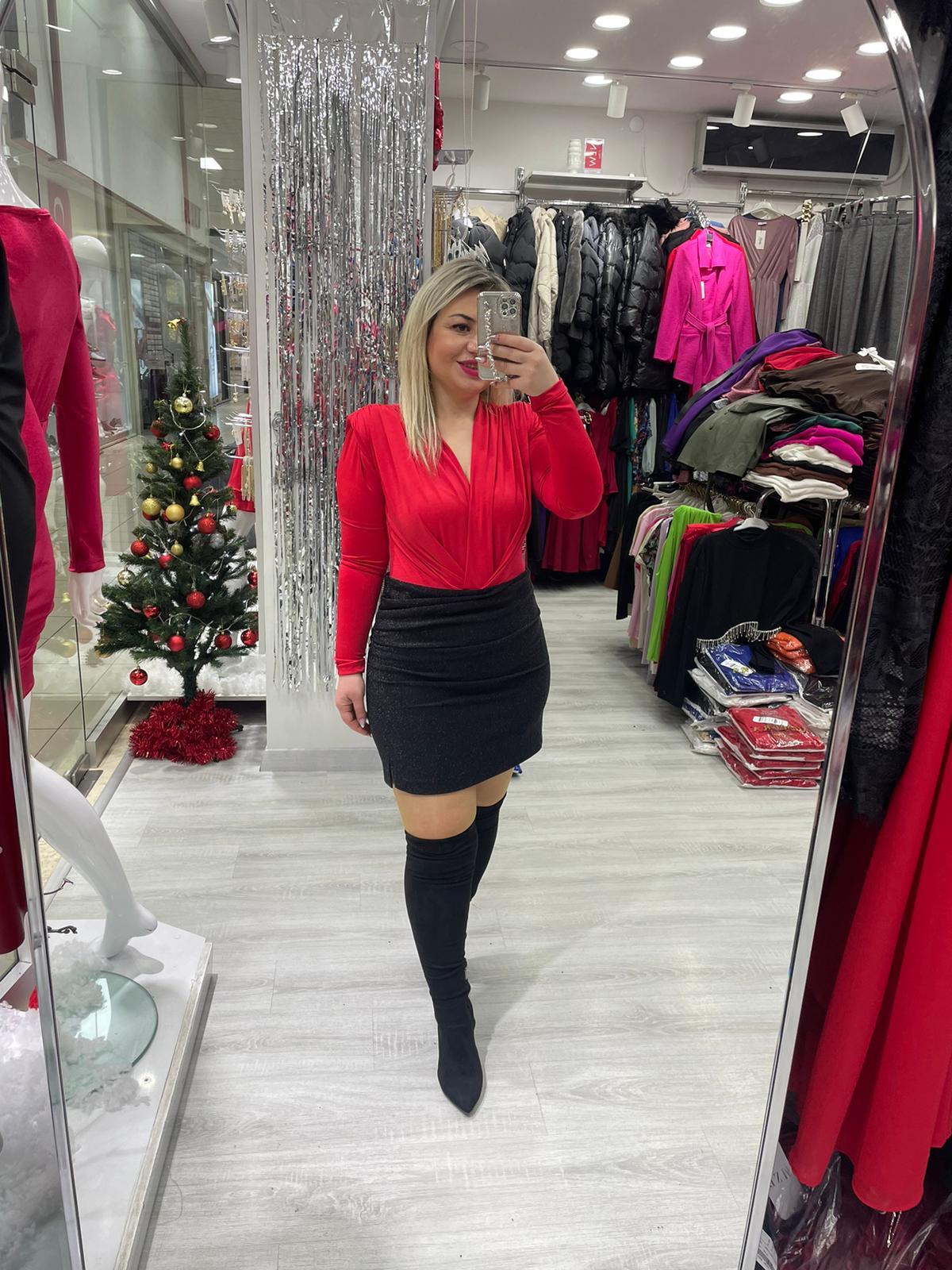 Siyah Simli Mini Etek