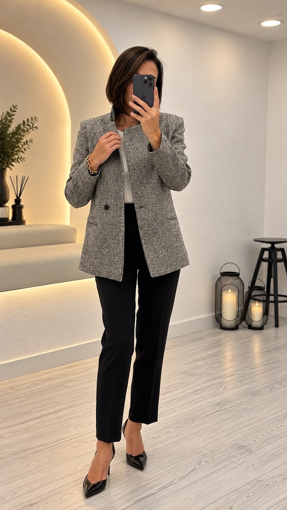 Acı Kahve Desenli Blazer Ceket 03019