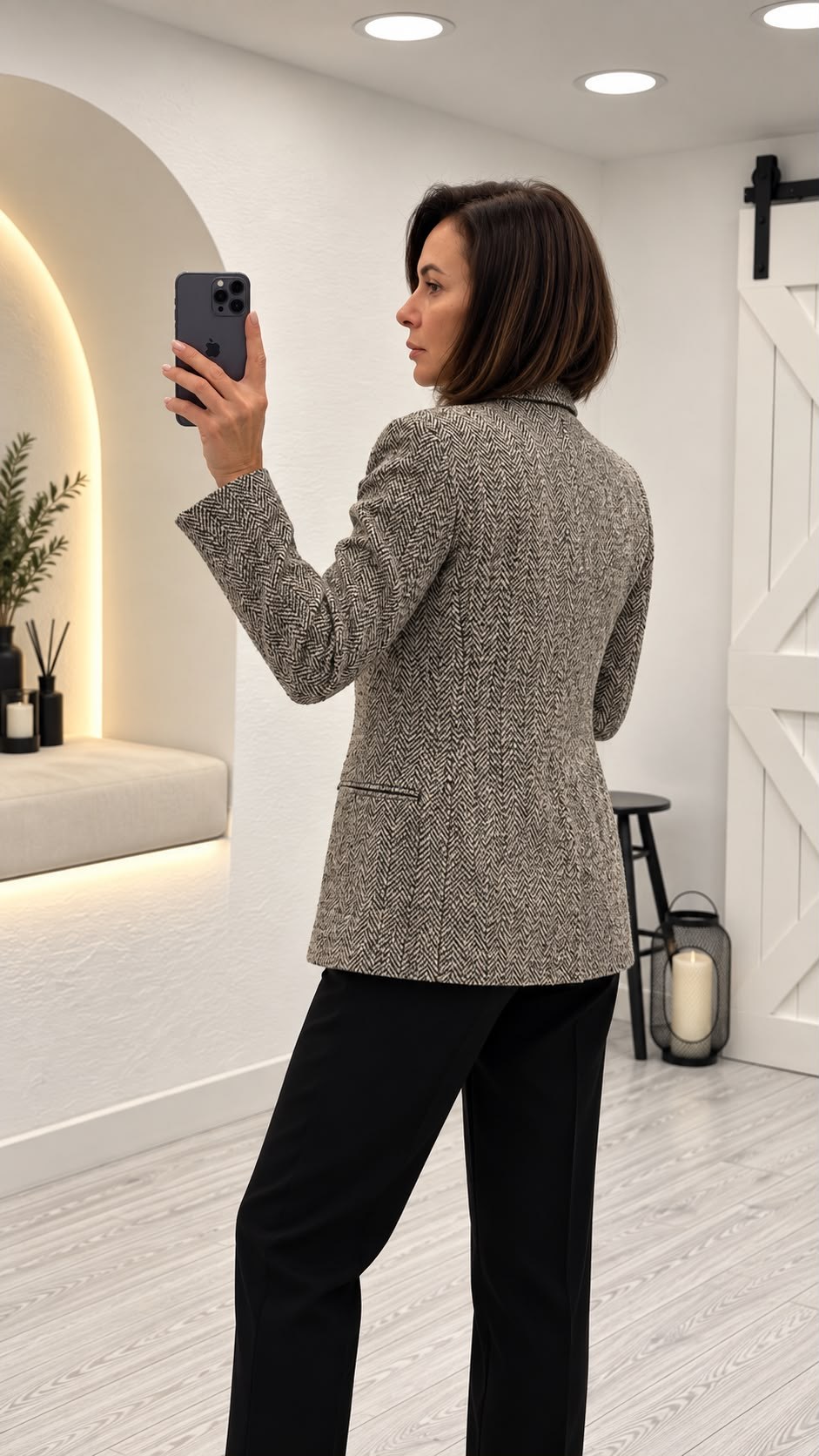 Acı Kahve Desenli Blazer Ceket 03019